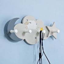 Creative childrens decoration adhesive hook bedroom door back row hook wall hanging European cartoon storage coat hook