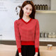 Autumn and winter knitted tops for women, long-sleeved, short, petite V-neck sweaters, pullovers for women, loose outerwear, high-waisted bottoming shirts