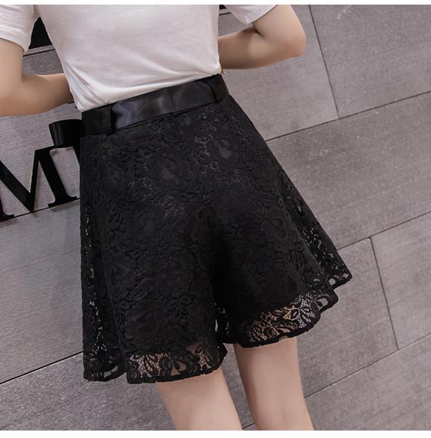 Mùa hè mới nữ Hàn Quốc phiên bản cạp cao là quần lửng ren quần lửng là quần lửng ống rộng quần nửa váy một chiếc quần dài - Váy chân váy ngắn xếp ly