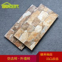 Pebble stone antique brick 300x600 all porcelain balcony exterior wall brick Candy glaze Villa courtyard terrace kitchen tile