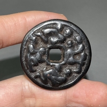 Neighboring Wind Flower Snow Moon Secret Opera Dark Lacquered ancient Bauberries to spend on the back old bags Imitation Ancient Coin Interesting Collection