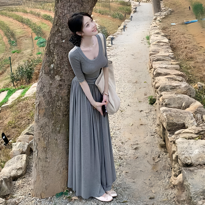 Long Skirt for Tall Women, Ankle-Length, Super Long, Slim-Fitting, Elegant, Goddess-Like, High-End, Feminine Dress