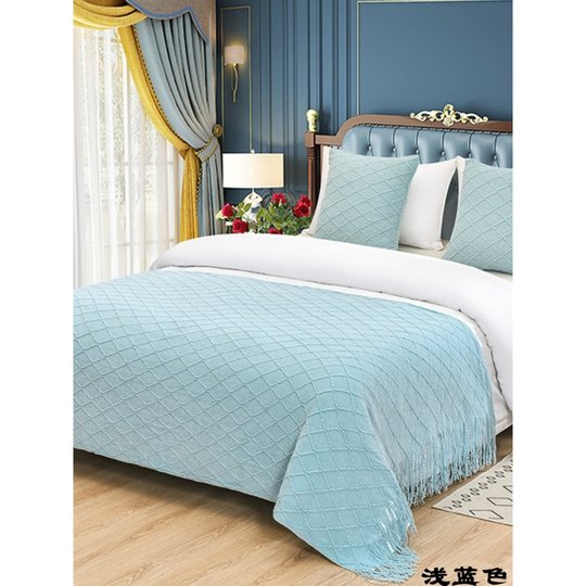 民宿酒店宾馆公寓轻奢针织床旗床尾巾毯子沙发毯北欧高档家用床盖