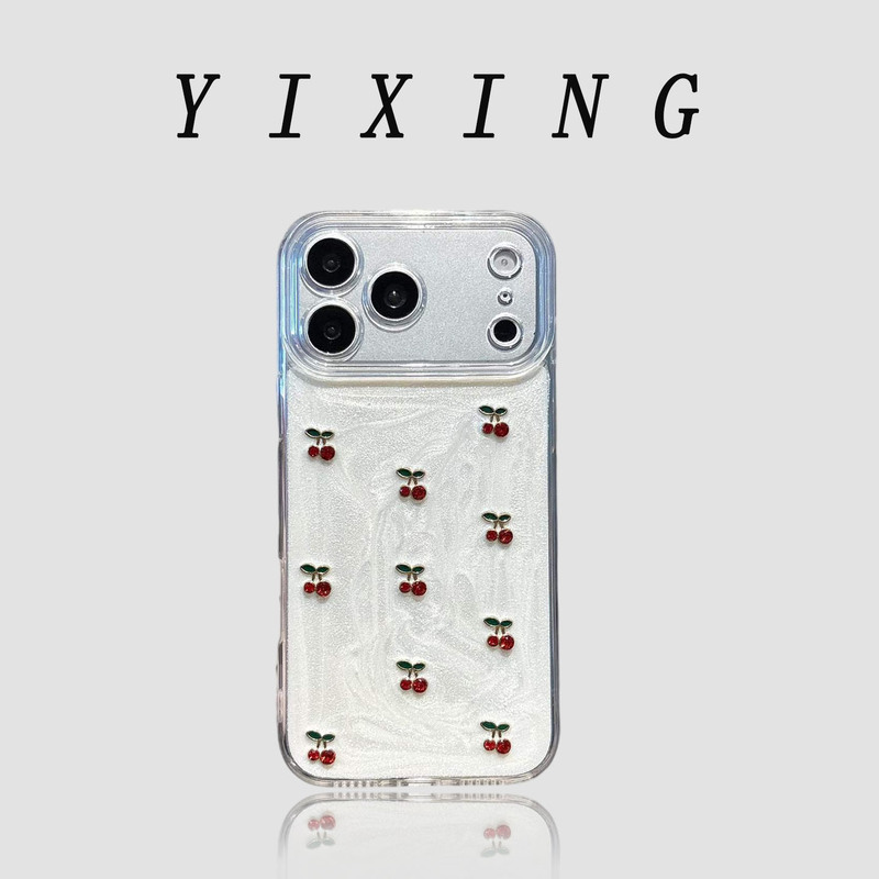 Ins-Style Cream Texture Cherry Case Suitable for Apple 17 Pro Max Phone Case, New Model iPhone 16 Pro with a High-End Feel, 15 Niche Creative Design, 14 Girly Style, 13 Protective Case, 12 for Women, 11