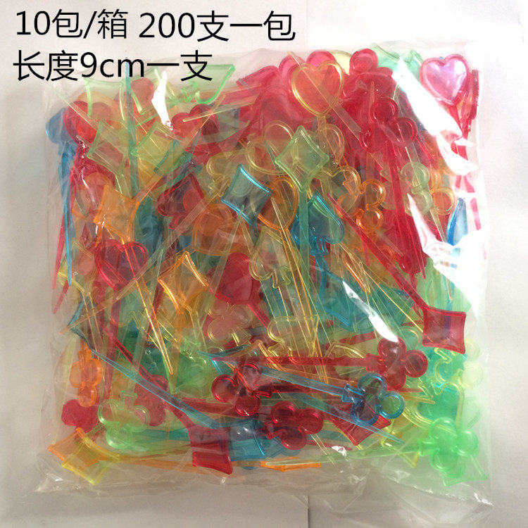 Batch translucent poker fruit fork poker fruit needle colored fruit fork plastic fruit sign food fork
