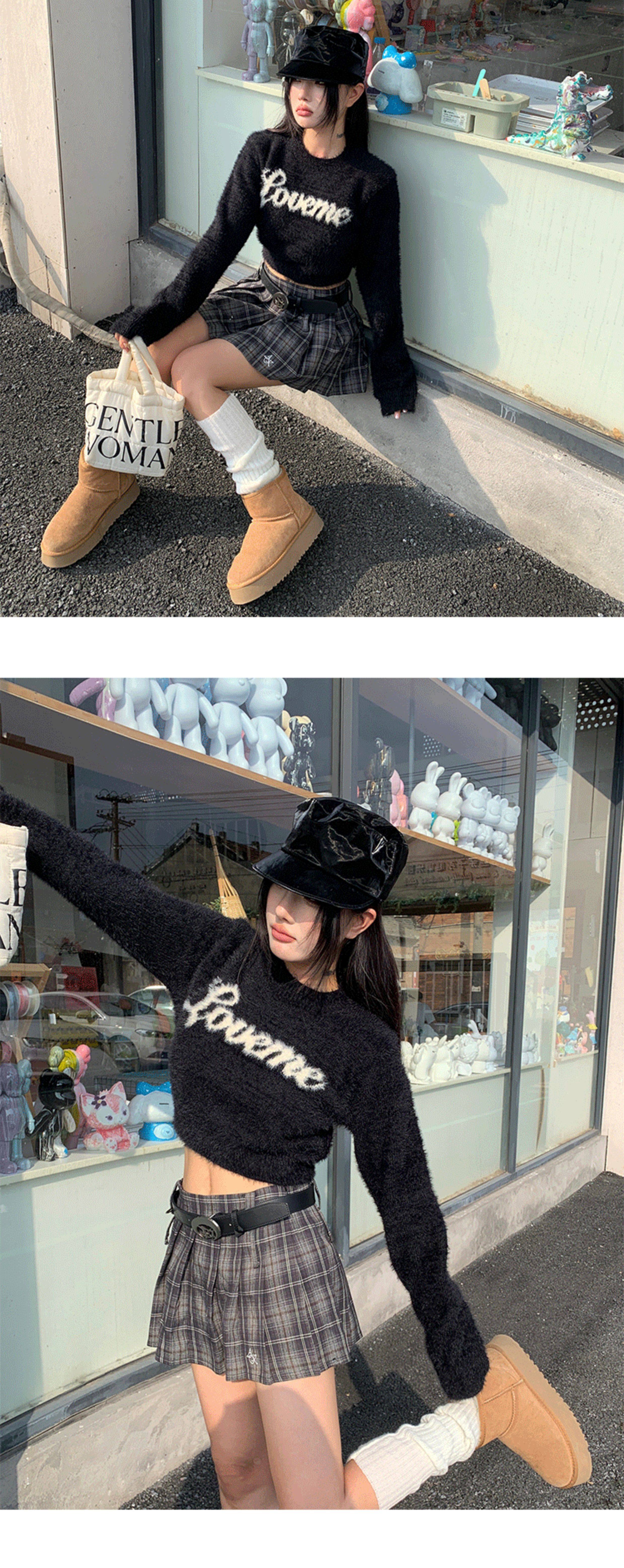 Women's Fluffy Strapless Sweater High Quality Winter Pullover_voghion.com
