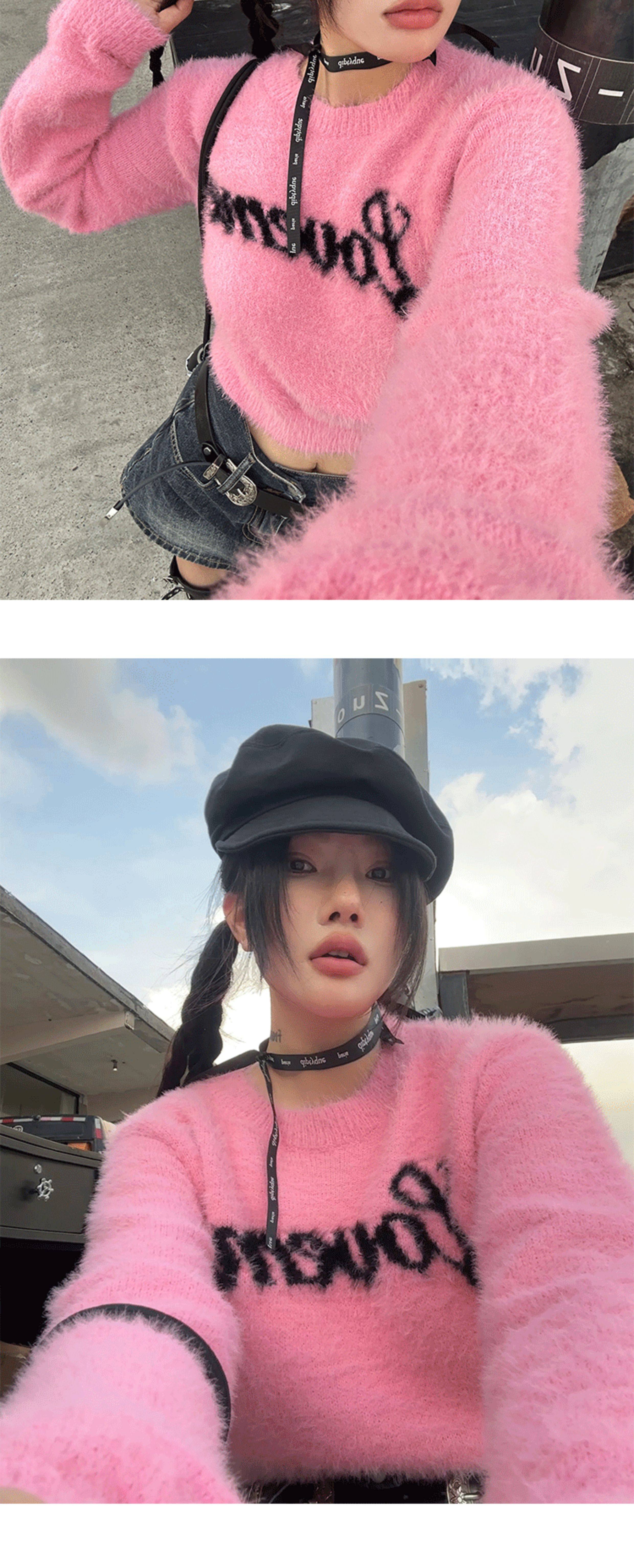 Women's Fluffy Strapless Sweater High Quality Winter Pullover_voghion.com