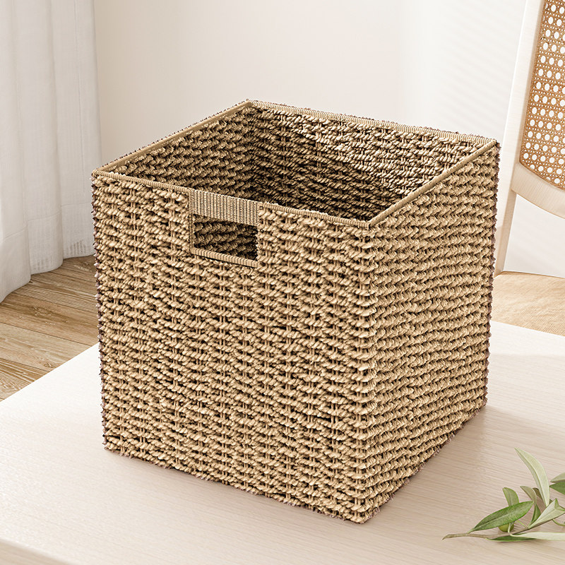 Rattan storage basket hand-woven box storage box straw basket snack storage desktop sundries storage basket