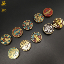 Nepal handmade belt inlaid turquoise six-character truth pendant Ethnic style diy Buddha beads accessories Back cloud partition beads