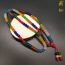 Nepal handmade ancient glass beads colorful mix and match 108 glass Tibetan practice Buddha beads hand-held rosary beads