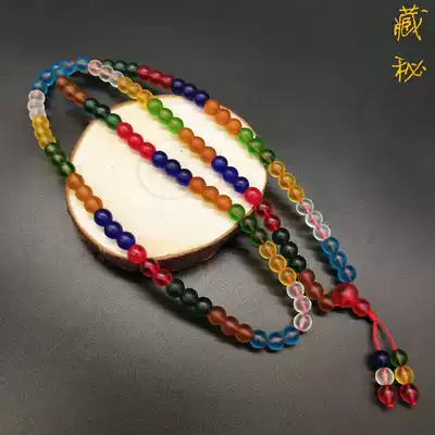 Nepal Handmade ancient method colored glass beads colorful mix and match 108 glass Tibetan practice Buddha beads hand-held rosary