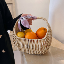 Flower basket flower arrangement basket pastoral style rattan fruit basket photo basket bamboo basket weaving picnic seaside vacation handbag