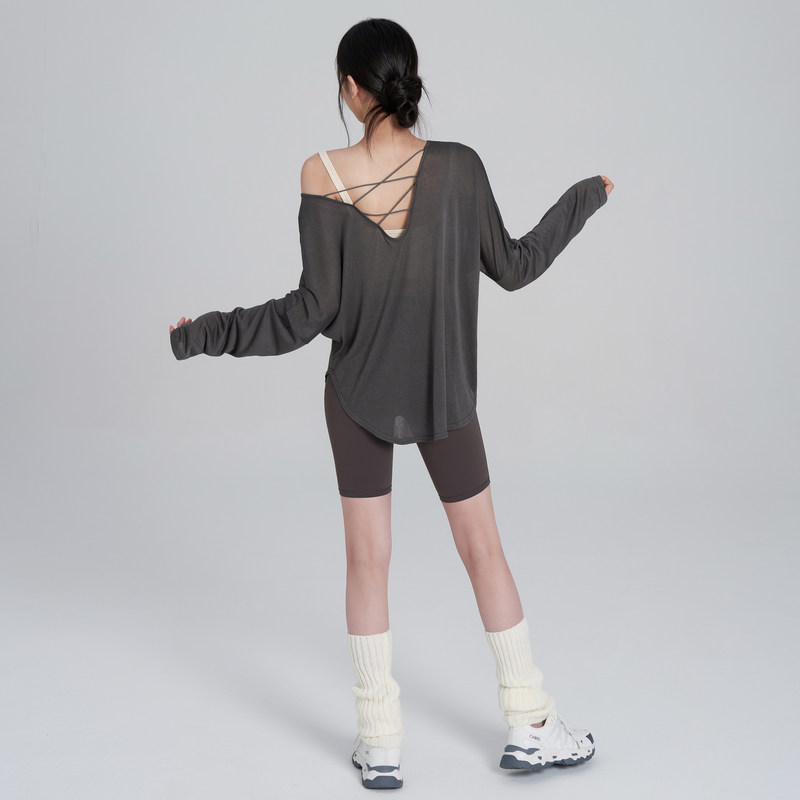 Lulu Vuru Backless Loose-Fitting Long-Sleeved Women's Quick-Drying Running Yoga Sun Protection Cover-Up Breathable Sports Top Lulu Vuru Backless Loose-Fitting Long-Sleeved Women's Quick-Drying Running Yoga Sun Protection Cover-Up Breathable Sports Top
