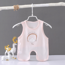 2022 Été New Baby One-piece Clothes Baby Pure Cotton Moon Subs Newborn Half Back Printed First Birth Clothes