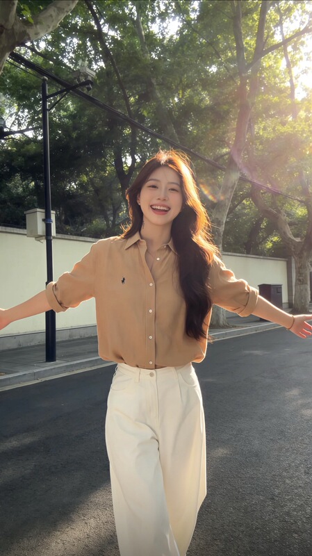 2026 Spring and Autumn New Women's Linen Horse Embroidery Lapel Long Sleeve Shirt Women's Loose Casual Versatile Top