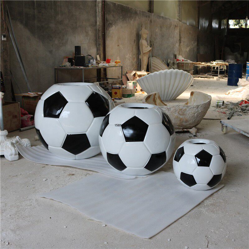 Outdoor floor modern garden combination sculpture resin glass fiber reinforced plastic bowl-shaped ball-shaped football flower pot flower vase ornament
