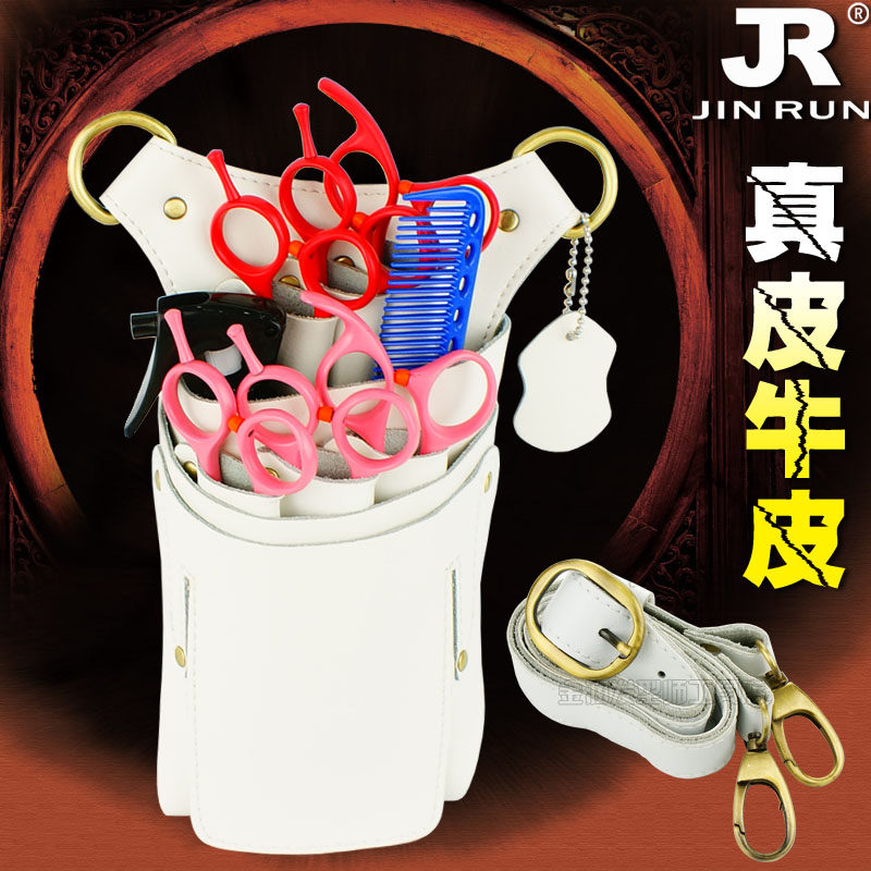 Genuine Leather Hair Stylist Scissors Bag Beauty Hair Scissors Purse Leather Cow Leather Large Capacity Beauty Hair Kit Satchel New