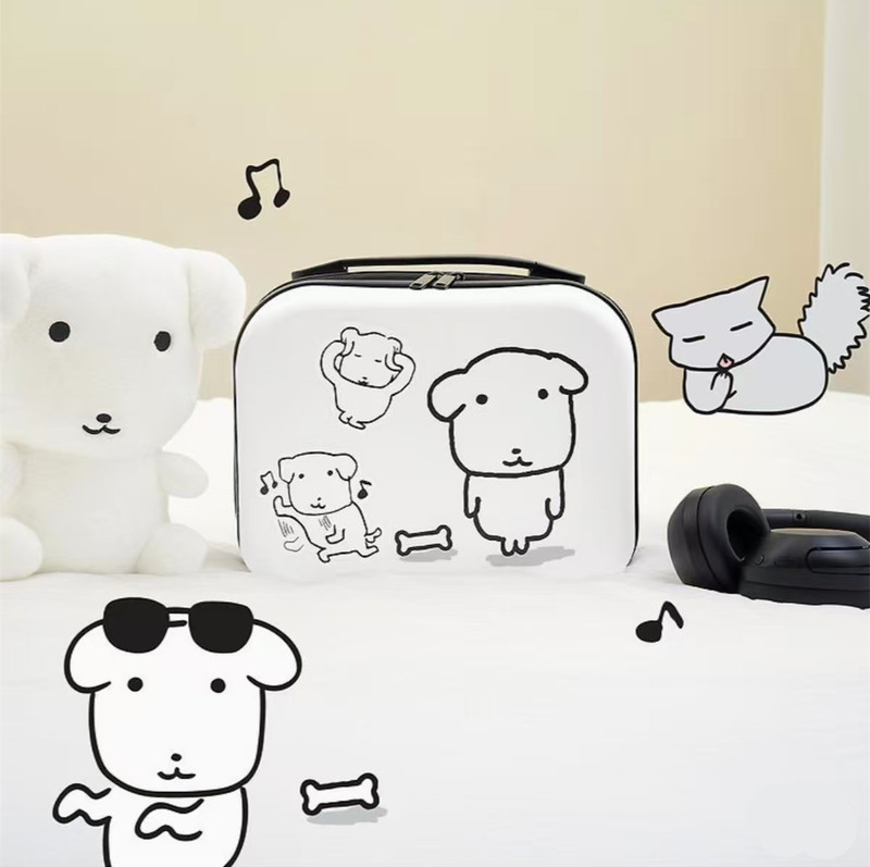 Korean Ganadi Small White Dog Hard-Shell Handbag Suitcase Carry-On Travel Bag Korean Ganadi Small White Dog Hard-Shell Handbag Suitcase Carry-On Travel Bag