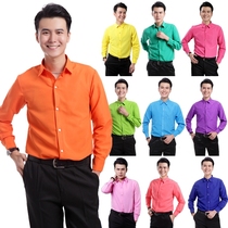 Cotton color long sleeve shirt New Years Day party stage singing and dancing performance Mens annual chorus mens clothing