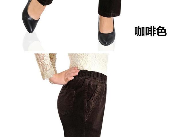 Quần nhung kẻ trung niên và già mẹ tải quần thun eo thường xuyên trung niên cộng với phân bón XL quần nhung dày áo kiểu nữ trung niên