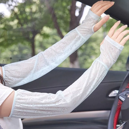 Кружевной тонкий защитный рукав, шелковые летние дышащие нарукавники, защита от солнца, свободный крой