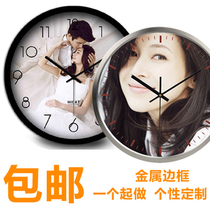 Personality photo creative wall clock custom mute clock printed fashion simple round living room bedroom home recommendation