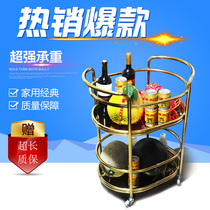 Oval double-layer wine truck stainless steel hotel service mobile trolley 4s shop tea beverage car small dining car