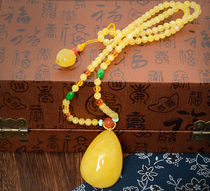 Natural Beeswax Drop Pendant Necklace