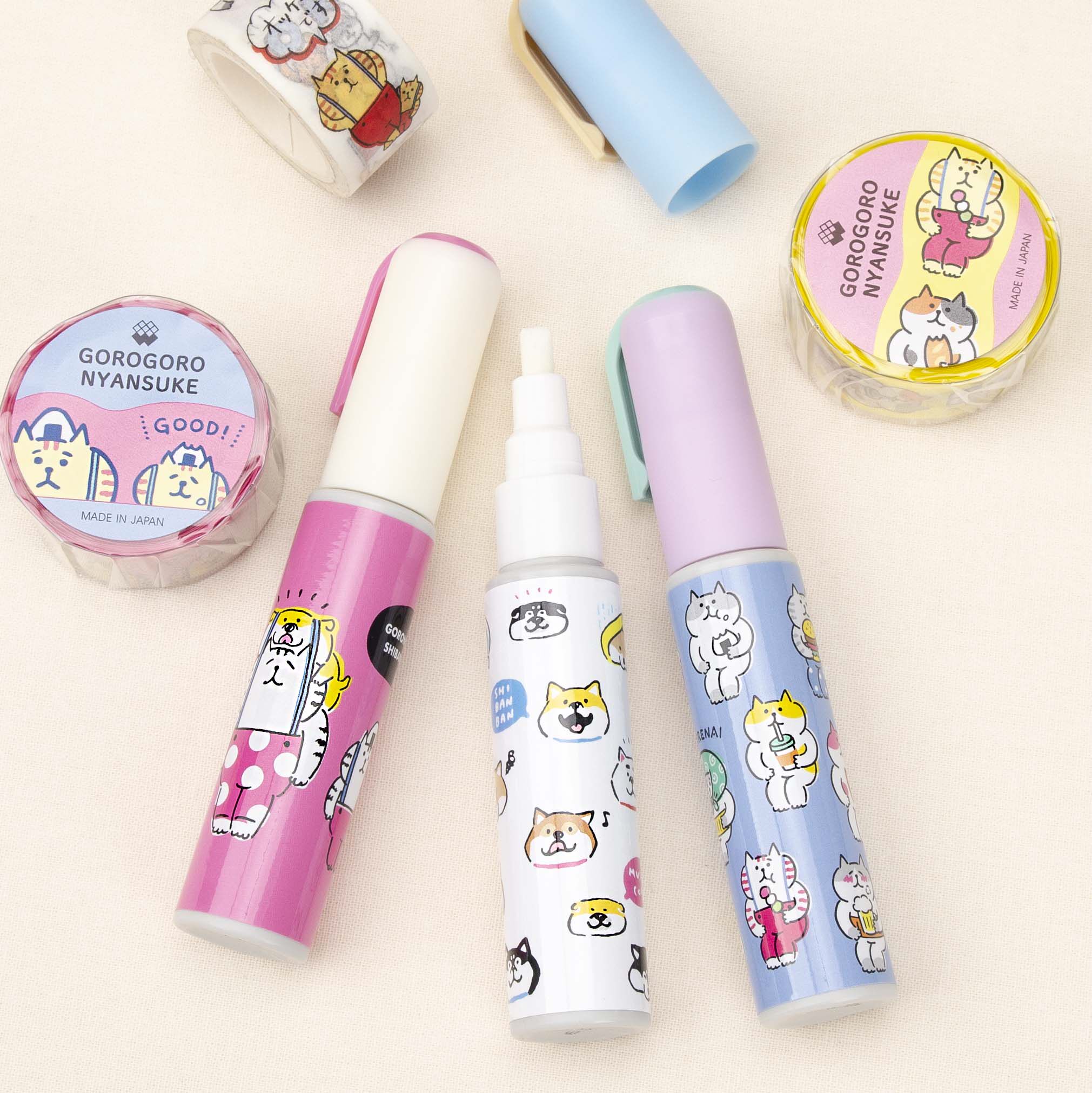 Japanese Pen Glue Stick Creative Stationery Cute Dual-use Glue Hand Ledger Student Diy Press Strong Stick