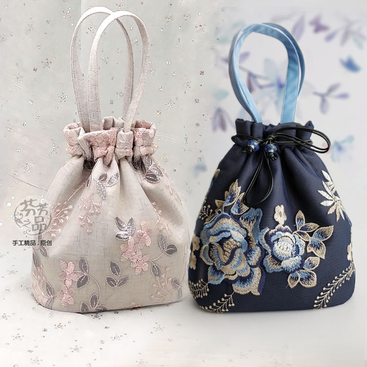 Fragrant Goods Original 12 Styles Lace Casual Chinese Style Handbag for Women Vintage Drawstring Bag
