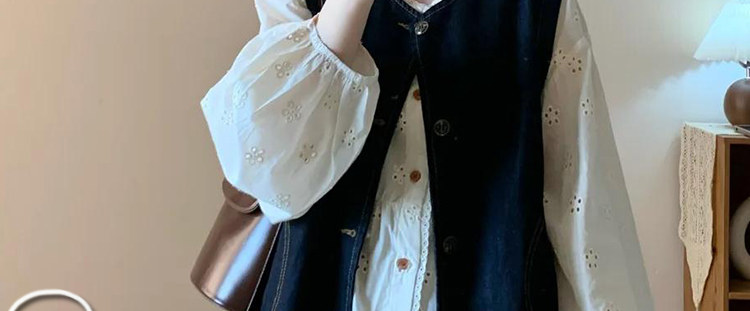 Maternity Wear Autumn Outfit Set 2026 New Retro Denim Vest Shirt Women's Wide-Leg Pants Casual Autumn Three-Piece Set — 2