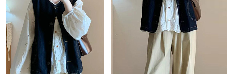 Maternity Wear Autumn Outfit Set 2026 New Retro Denim Vest Shirt Women's Wide-Leg Pants Casual Autumn Three-Piece Set — 11