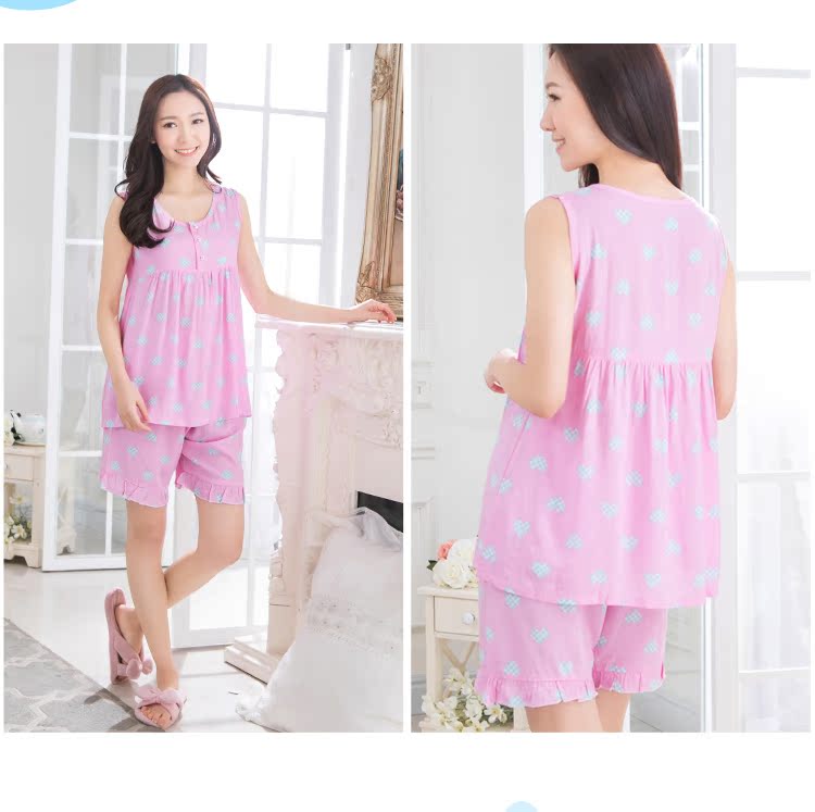 Mùa hè phần mỏng không tay vest cotton lụa nữ đồ ngủ phụ nữ mùa hè cotton nhân tạo quần short cotton lụa dịch vụ nhà phù hợp với