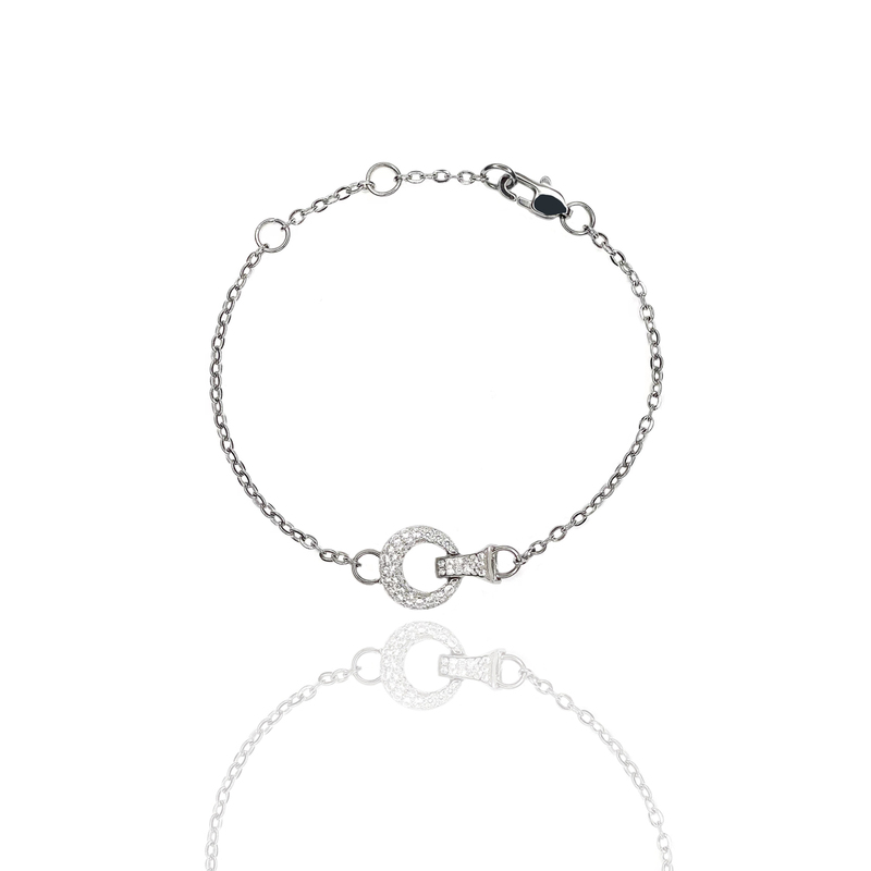 Complete99%【Same Style as Zheng Runze】Crescent Fish Tail Full Diamond Simple 925 Silver Personalized Couple Bracelet