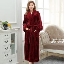 Coral velvet nightgown female winter thickened lengthened flannel mens bathrobe beauty salon hotel couple pair of pajamas