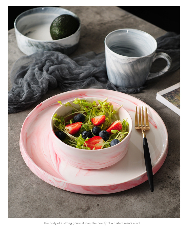 Northern wind marble ceramic plate of western - style food plate of pasta dish salad bowl dessert bowl of soup bowl restaurant with a circular plate