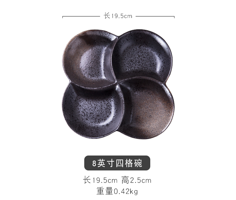 Creative ceramic four points separated the dinning plate snack plate, bowl sushi plate round fruit bowl dish plate tableware