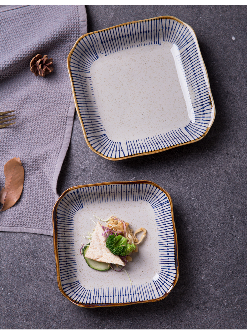 Ceramic sifang dish soup dish dessert plate dumplings plate sushi plate of fruit salad plate hotel tableware