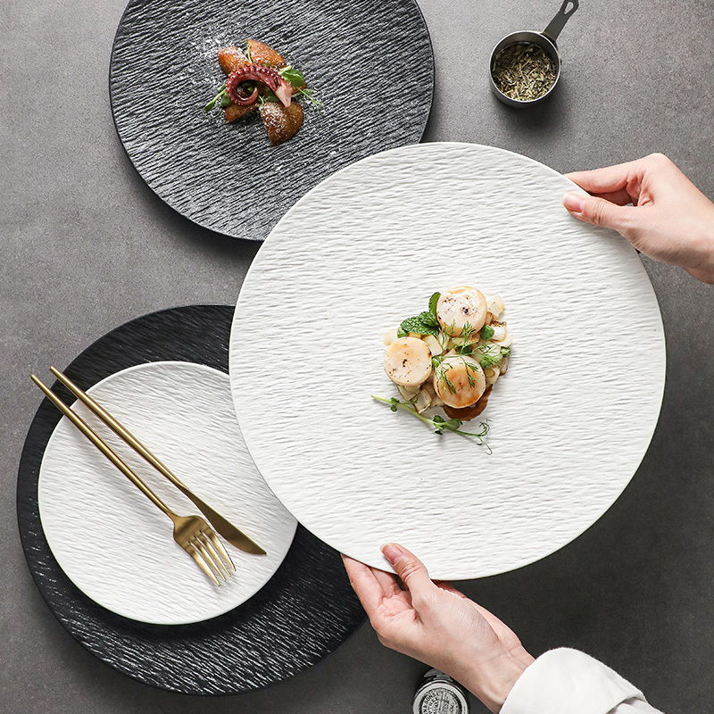 Ceramic Steak Dinner Plate, High-End Western-Style Plate, Round Plate, Household Steak Plate, Pasta Plate, Hotel Personalized Dish Plate