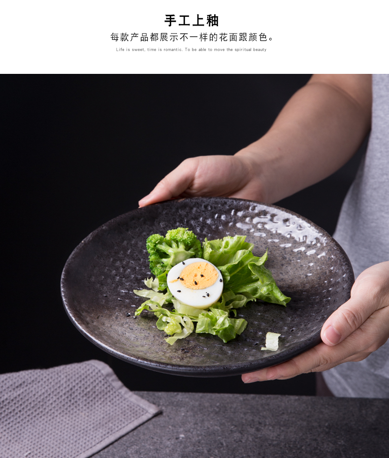 Under the glaze color ceramic disc plate beefsteak pasta dish tray is 1:1. 2 dish dish restaurant dining room