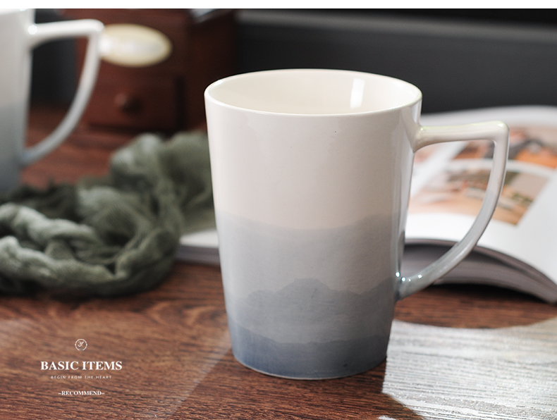Creative contracted large - capacity glass ceramic cup mark cup milk cup coffee cup move household drinking cups