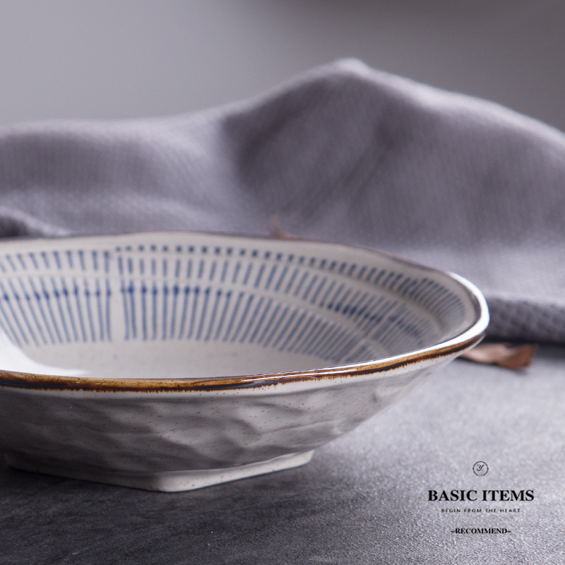 Japanese creative 8 inch ceramic shallow bowl of beef noodles in soup bowl of soup bowl of household utensils bowl of fruit salad bowl bowl dish bowl
