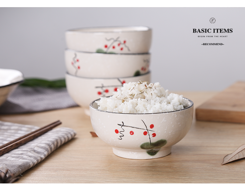 Japanese ceramic bowl of rice bowls of household breakfast under the glaze color small bowl of soup bowl dessert bowl long - handled spoon, spoon, spoon