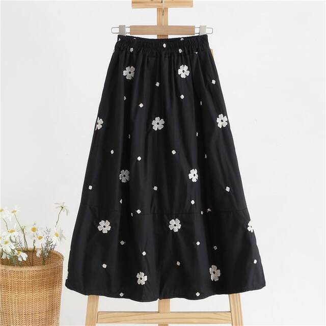2025 summer daisy print embroidered long skirt
