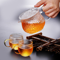 Home Hammered Glass Tea Cup Small Handle Cup Single Cup Kung Fu Tea Cup Master Cup High Temperature Resistant Tea Set