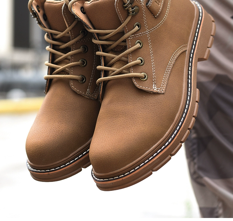 Labor protection shoes for men, winter steel toe caps, anti-smash and anti-puncture, lightweight, warm, high-top, wear-resistant, construction site safety work shoes