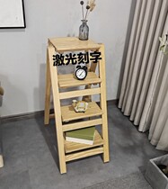 Solid wood free of mounting folding ladders Home Multi-function Interior Three-four-step climbing high ladder thickened mesh red staircase stool