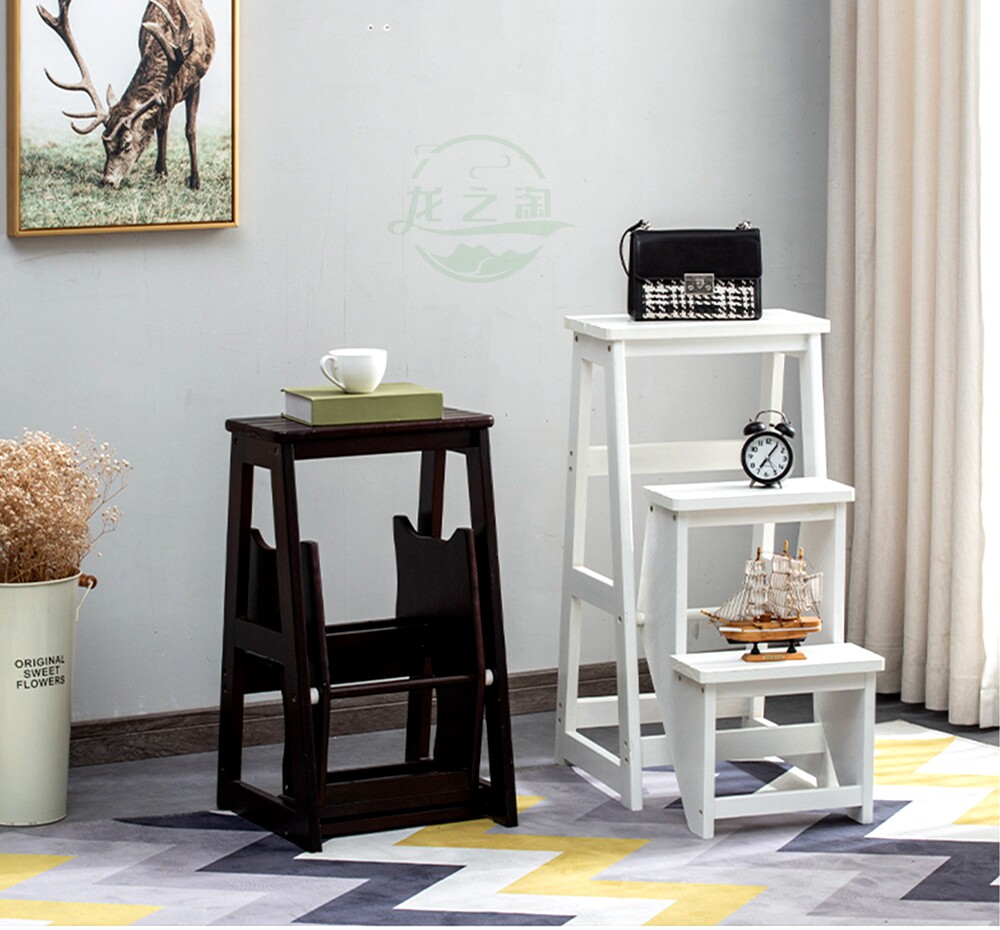 Creative Interior Folding footrest stool Stool Stairs Climbing 23 steps Step Ladder Bench Dual-use multifunction small ladder solid wood