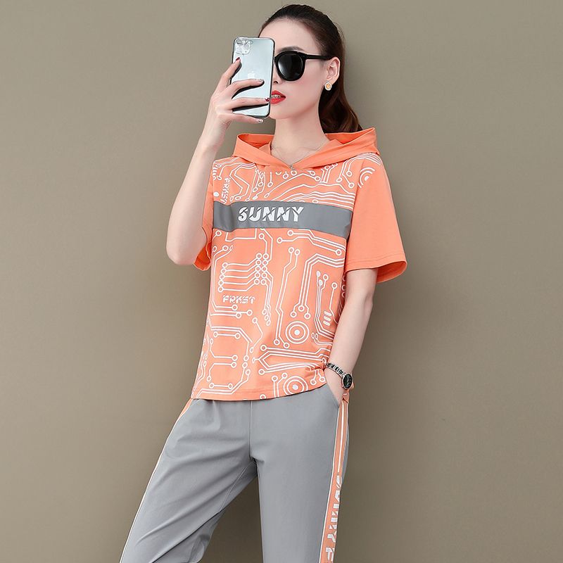 361 summer sports suit female loose Jordano 2022 quick-drying breathable short-sleeved corset pants casual two-piece