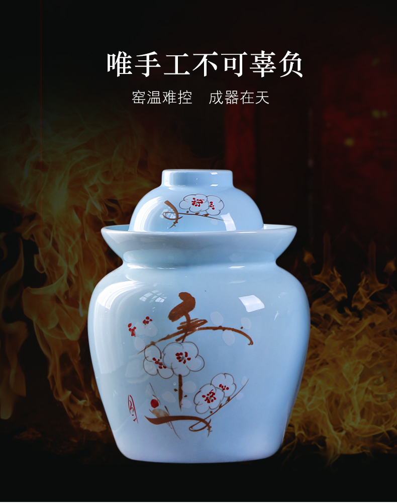 The Pickle jar jingdezhen ceramic household small pickled pickles pickles multigrain storage tank sealing Pickle jar